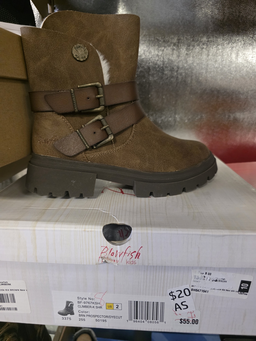 Blowfish Brown Faux-Suede Lug Sole Ankle Boot with Buckles